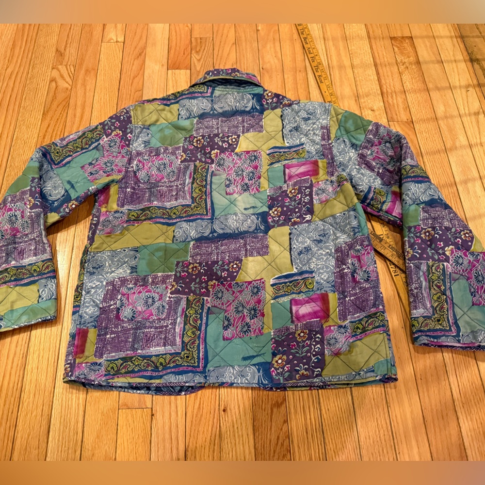 Anna And Frank Multicolor Silk Patchwork Jacket cottage bohemian festival - Picture 7 of 8